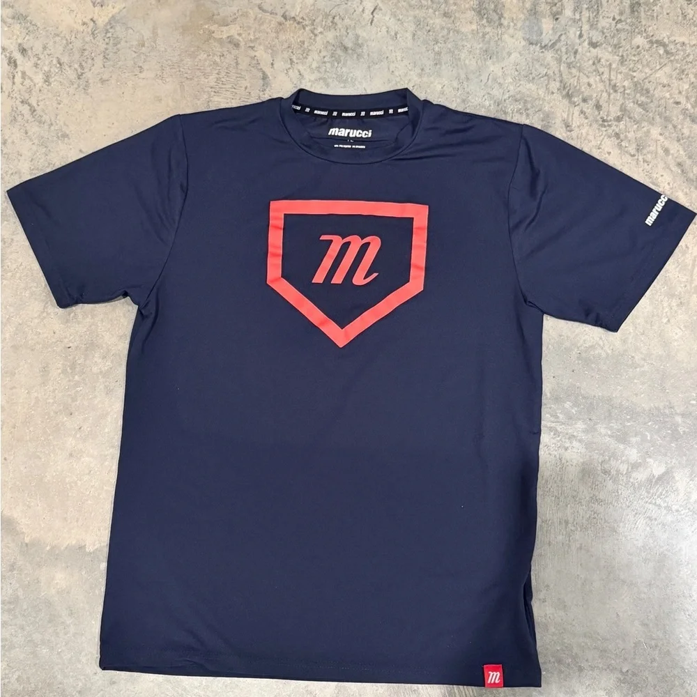 Youth Large Marucci Navy Dri-fit Short-Sleeve Logo Tee with Red Shield
